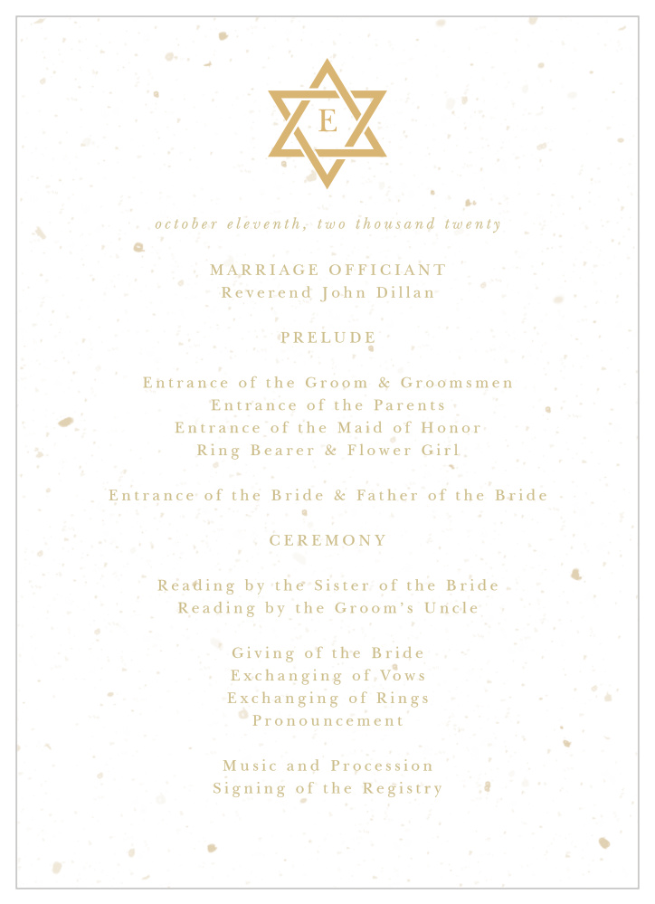 Jewish Star Wedding Programs By Basic Invite