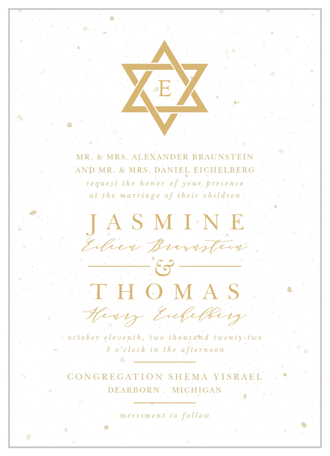 Jewish Star Wedding Invitations by Basic Invite