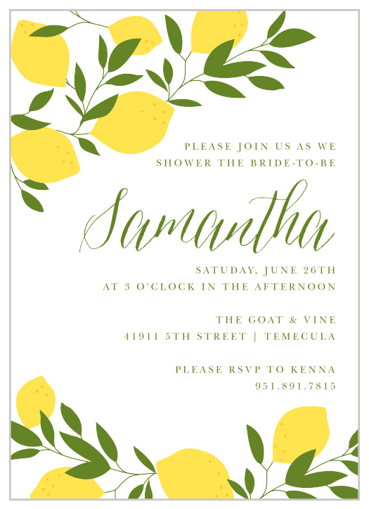 lemon themed baby shower invites