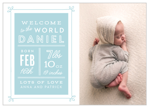 Show off your newborn to the world with our Typography Stats Birth Announcements.