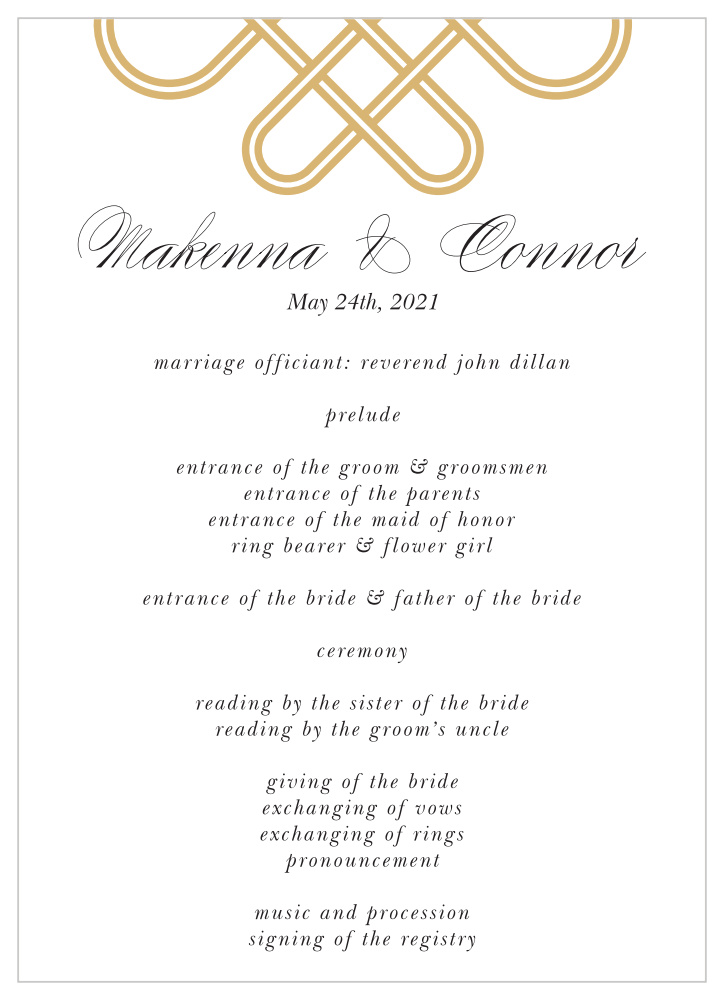 Irish Knot Wedding Programs By Basic Invite