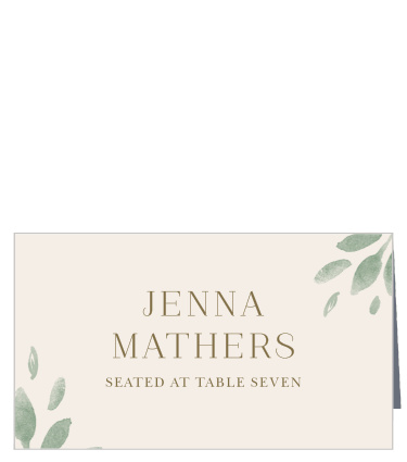 Help your guests find their seats with the nearly-shining old-gold appearance of our Fairytale Leaves Place Cards. Delicate leaves stretch toward your guests' names from either side of the card, serving to draw the eye inward to the table details they need most.