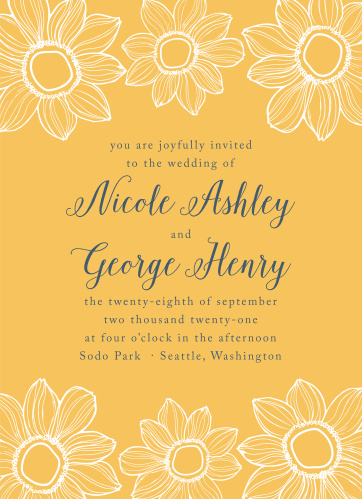 Sunflower Wedding Invitations Match Your Color Style Free