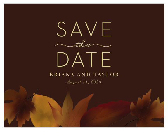 Give your guests the advance notice they need with our Fall Leaves Save-the-Date Cards. 