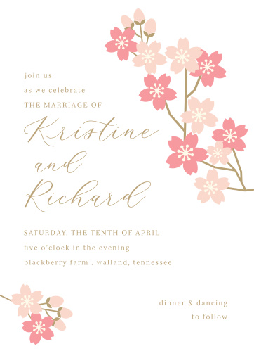 cherry blossom wedding invitations match your color style free
