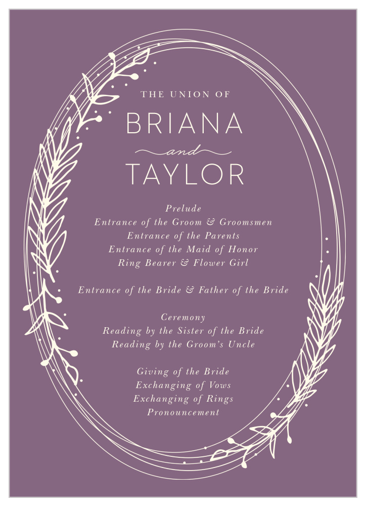 Gilded Wreath Wedding Programs By Basic Invite