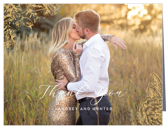 Our Golden Wildflowers Wedding Thank You Cards feature a design that matches the save-the-date items perfectly!  