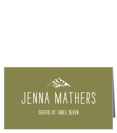 Guarantee that your guests find their way to their assigned seats with the vine-green design of our Rustic Union Place Cards. Decorated with a simple mountain illustration and bright white typography for each name and table number, these cards will look lovely atop your tables.