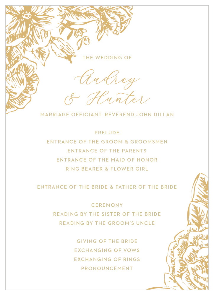 Golden Wildflowers Wedding Programs By Basic Invite