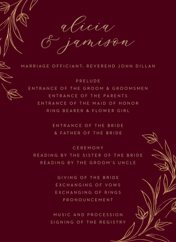 wedding programs match your colors style free basic invite