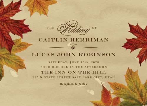 Fall Wedding Invitations Match Your Color Style Free