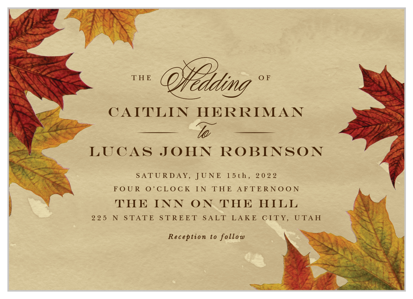 Leaves Of Fall Wedding Invitations By Basic Invite