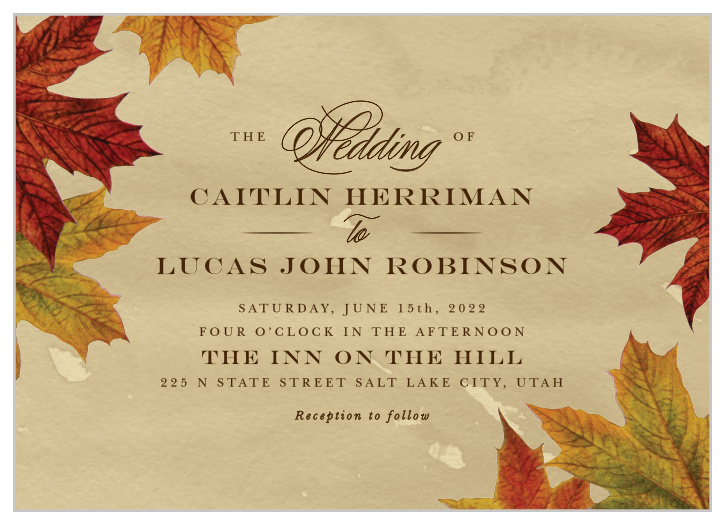 Fall Wedding Invitations Match Your Color Style Free