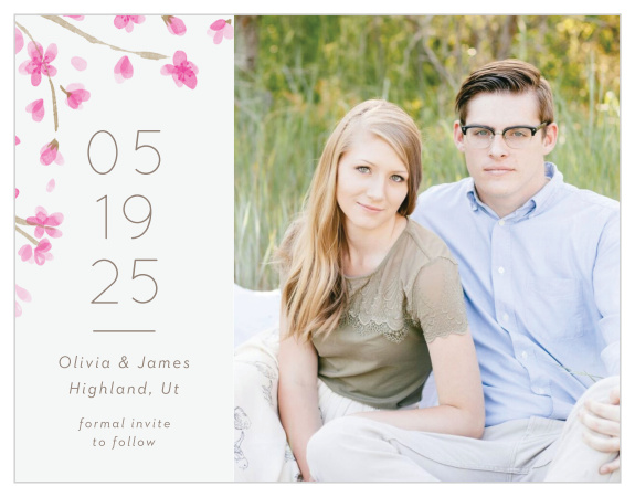Our Cherry Branch Save-the-Date Cards feature a timelessly beautiful botanical design. 