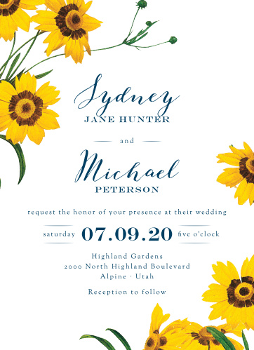 Sunflower Wedding Invitations Match Your Color Style Free