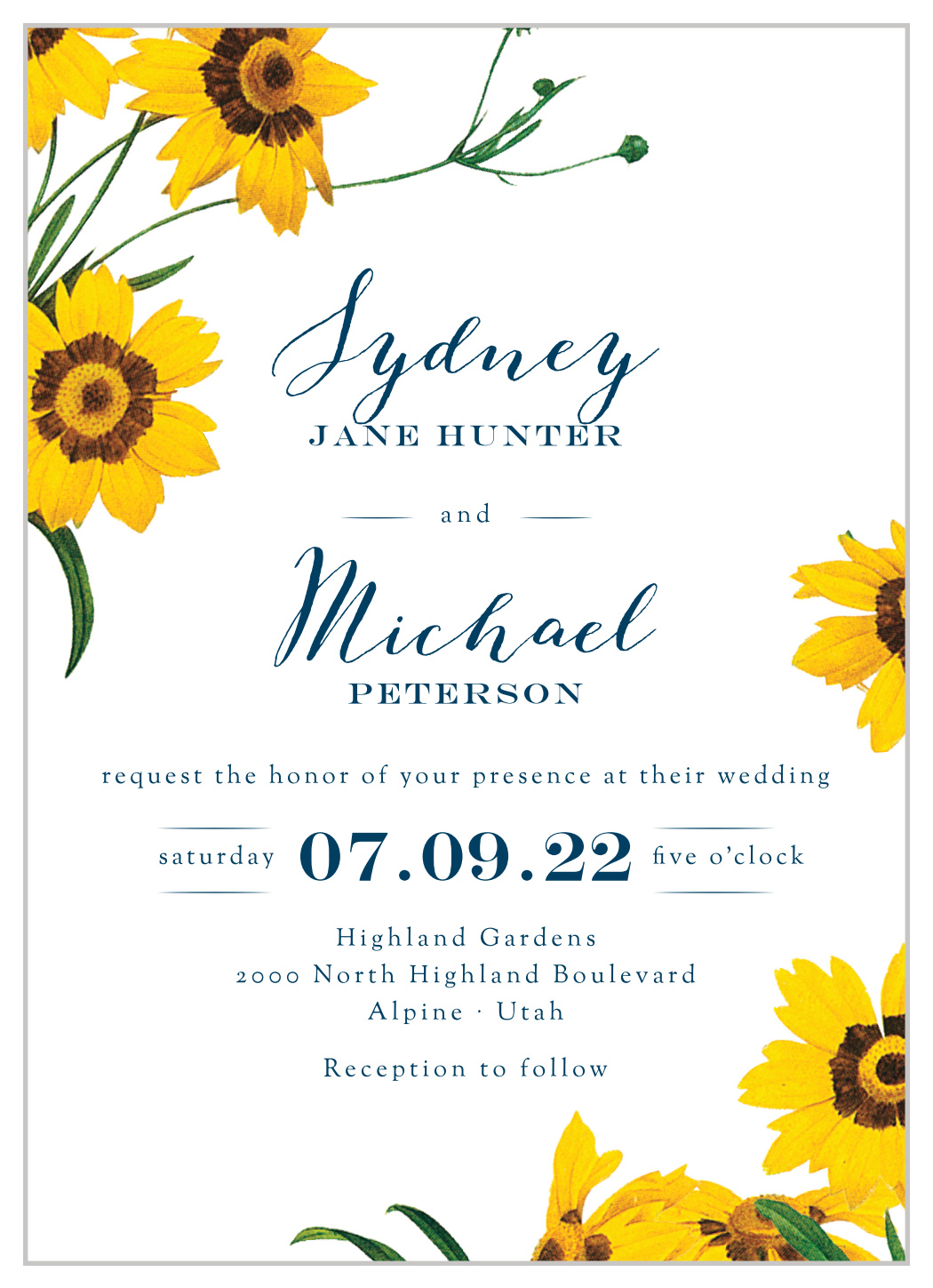 sunflower wedding invitations