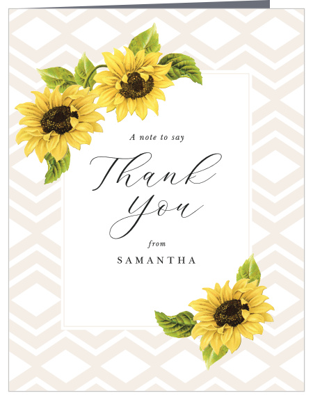 Stunning Watercolour Sunflower Personalized Wedding Thank You Cards