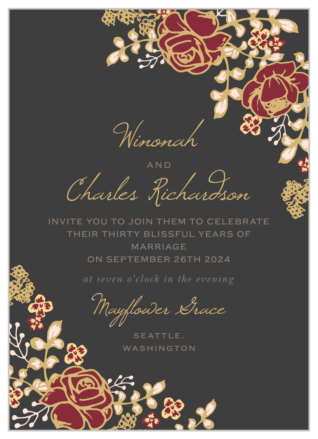 Ornate Floweret Vow Renewal Invitations By Basic Invite