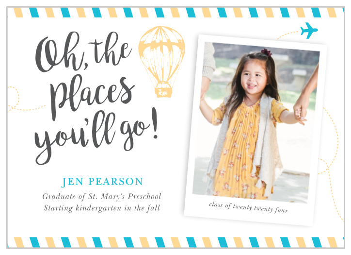 Tell your friends and family about your student's success with our Travel Balloon Graduation Announcements.