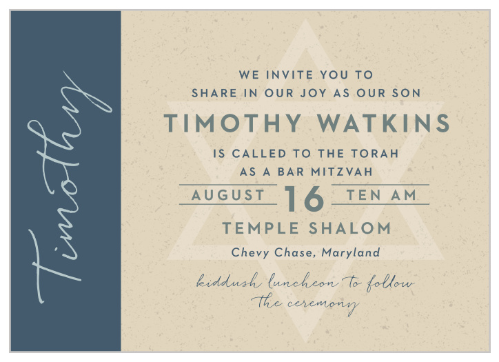 Bar Mitzvah Invitations Match Your Colors & Style Free! Basic Invite