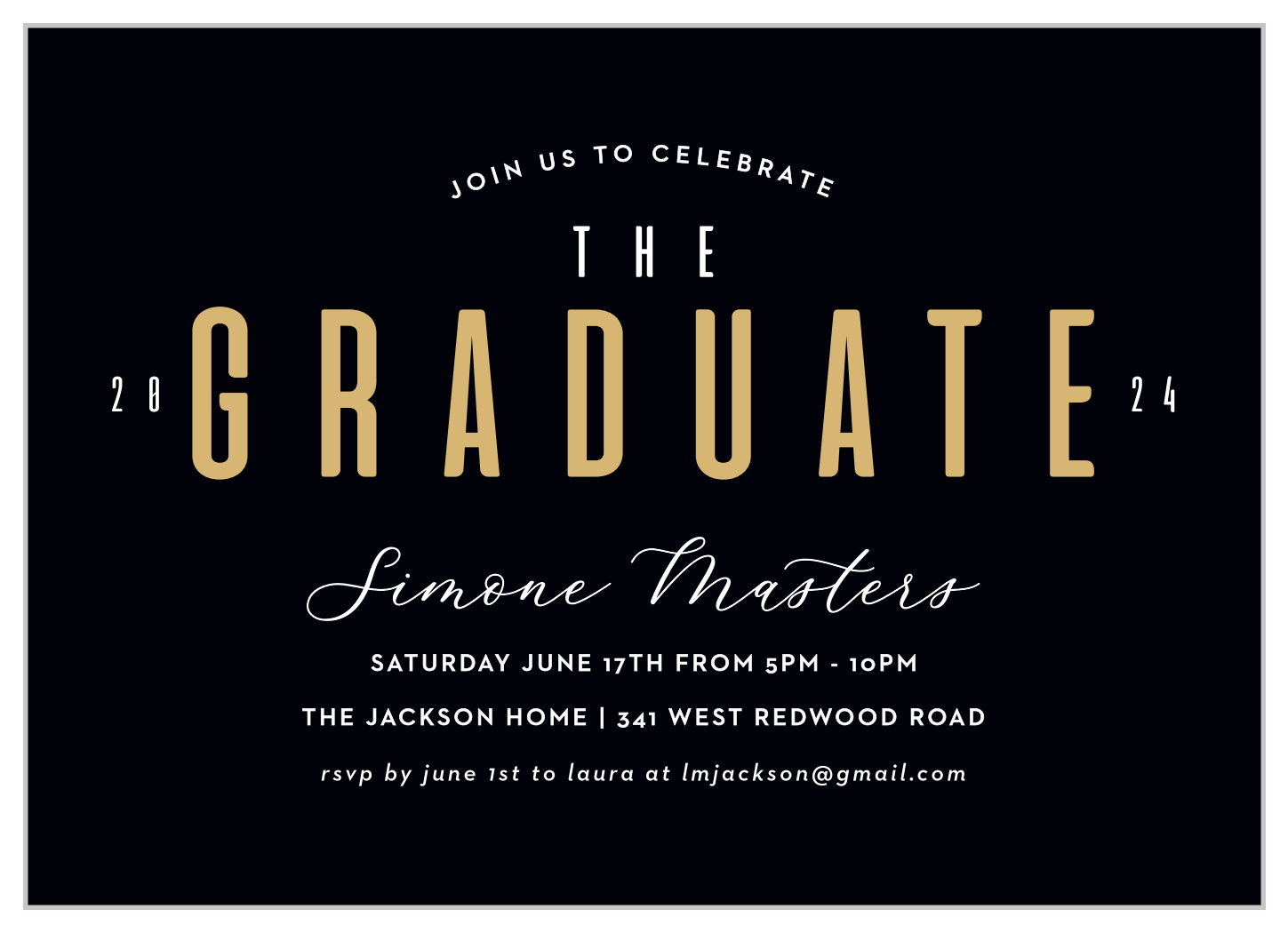 Gold and Bold Graduation Invitation by BasicInvite.com