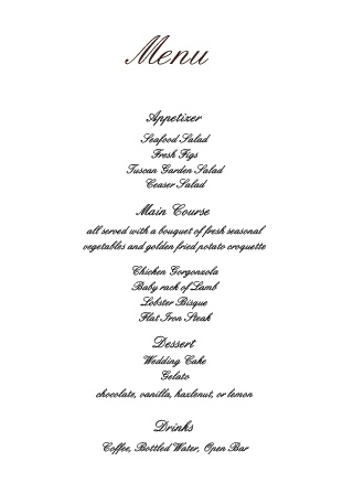 wedding menus design your