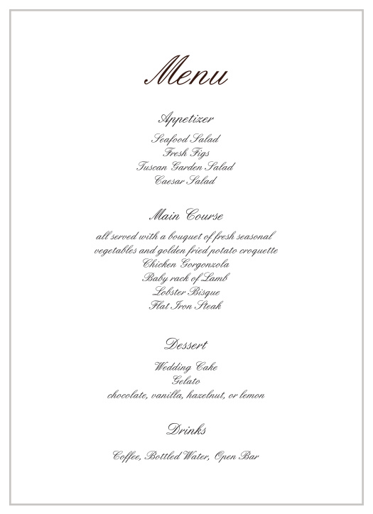 Wedding Menus | Design Your Menu Cards Instantly Online!