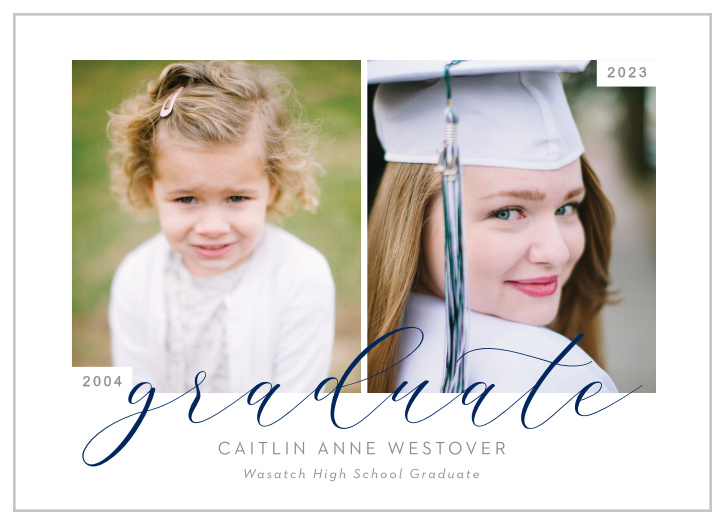 Announce your graduating achievement to your family and friends in a modern manner with our Past & Present Graduation Announcements.