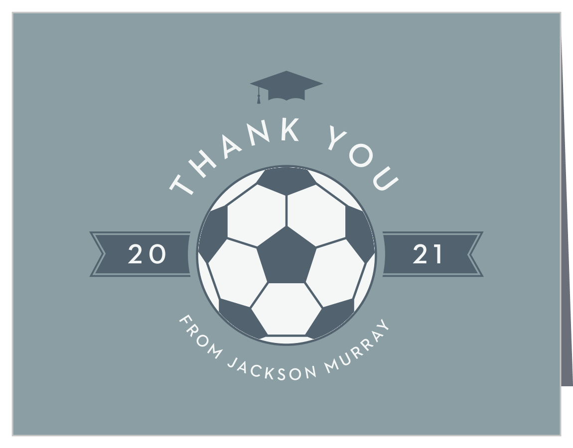 Soccer Ball Graduation Thank You Card Pertaining To Soccer Thank You Card Template