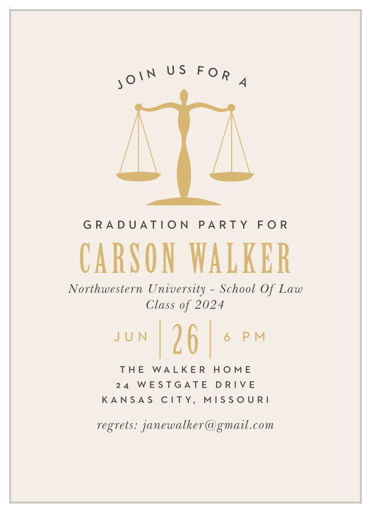 Our Law School Graduation Invitations are the perfect way to gather your family and friends to support you on your upcoming big day.