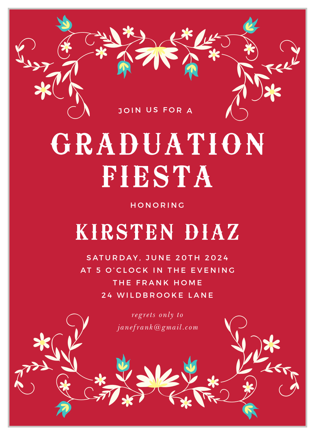 Fiesta Flowers Graduation Invitations by Basic Invite