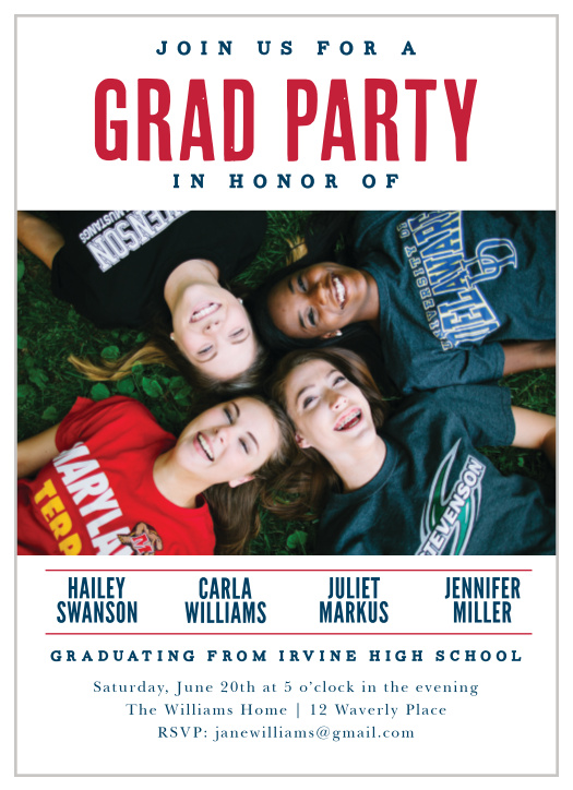 Celebrate with the people you enjoy most using the Group Grads Graduation Party Invitations!