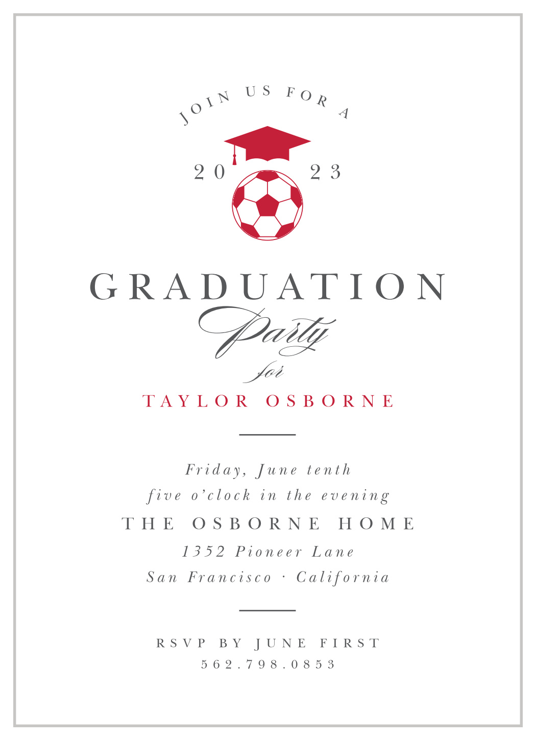 Soccer Star Graduation Invitations By Basic Invite