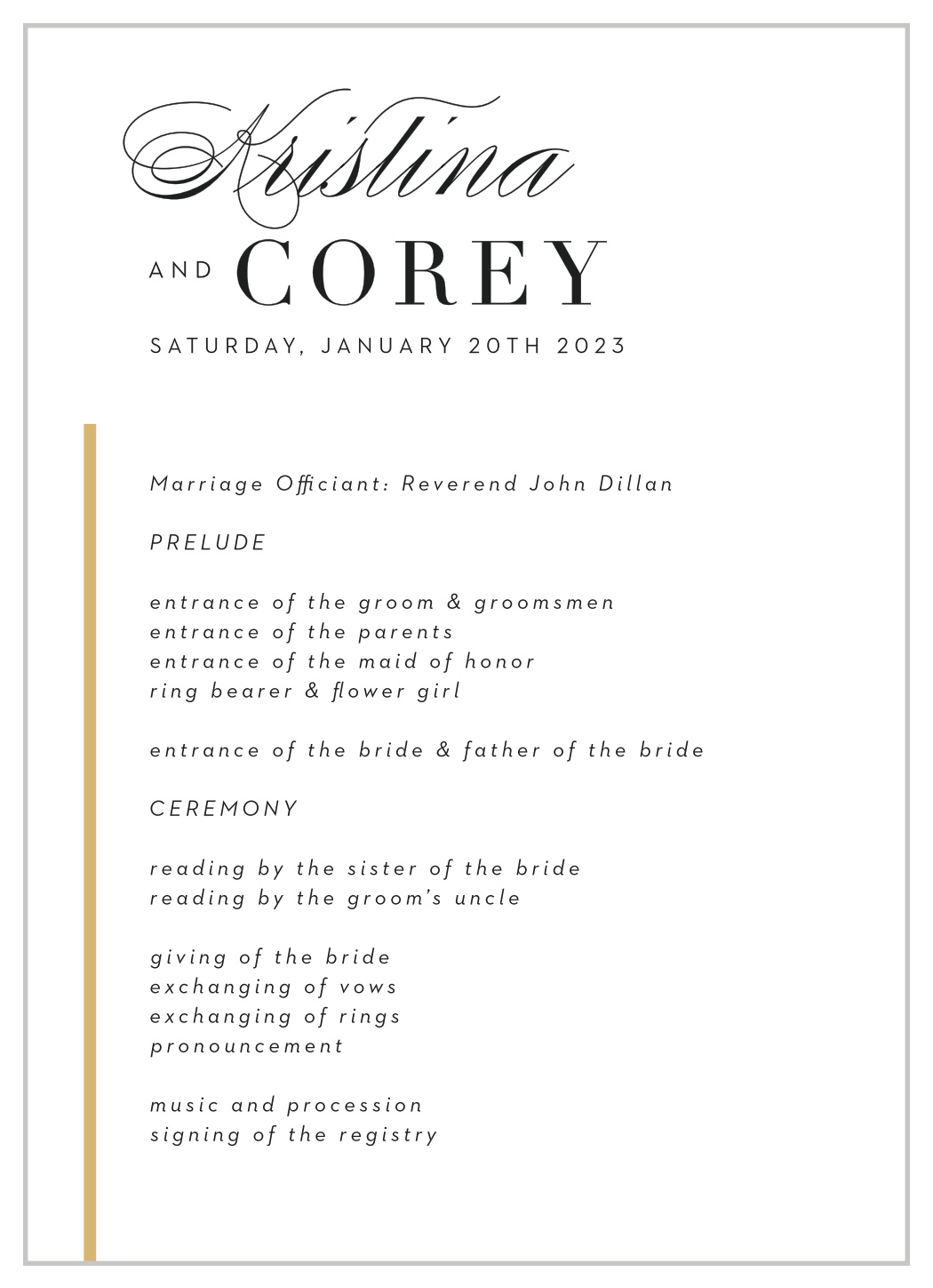 Classic Sophistication Wedding Programs by Basic Invite