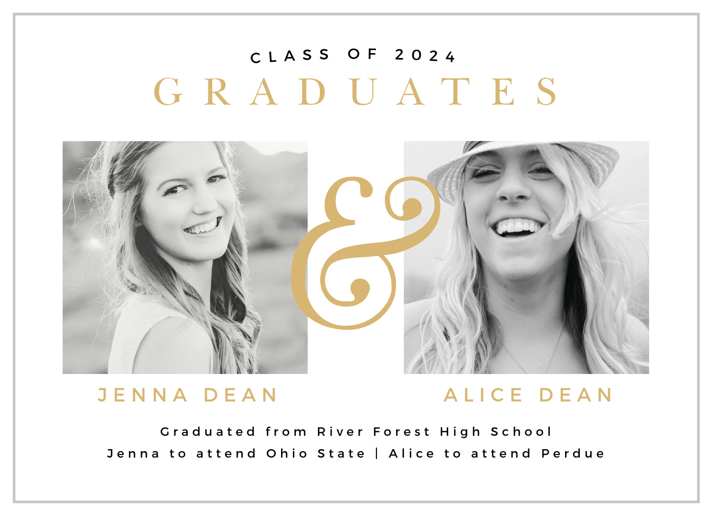 Two Twins Graduation Announcements By Basic Invite