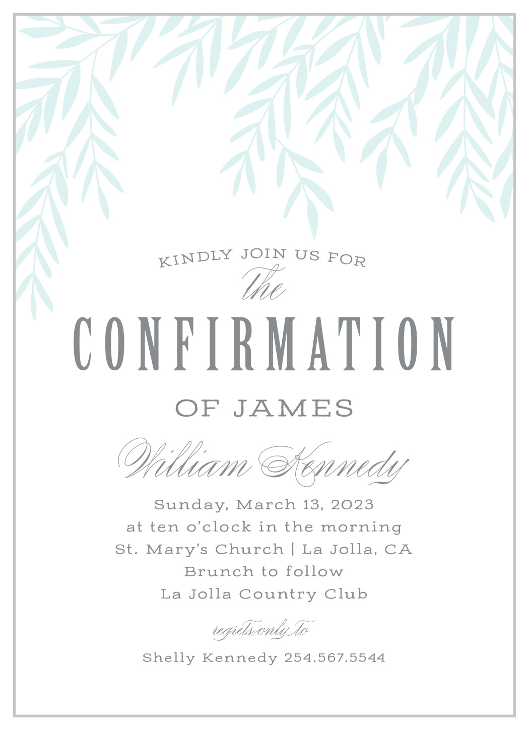 Soft Willow Confirmation Invitations by Basic Invite