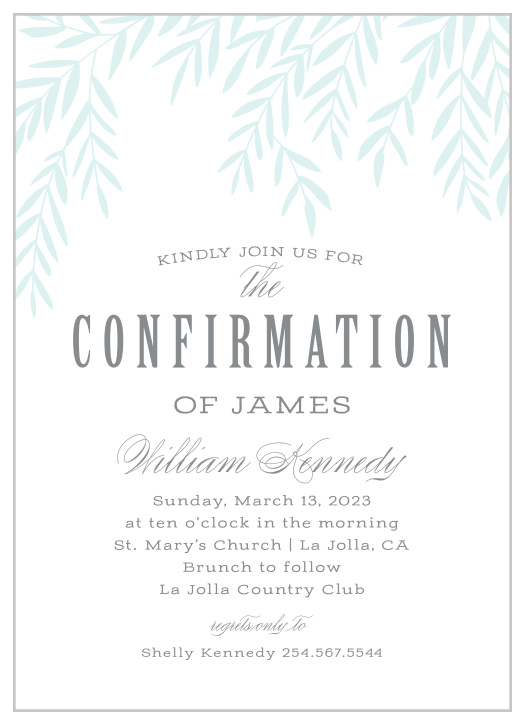 Gather together the people you adore most to celebrate your little sprout with our Soft Willow Confirmation Invitations. 