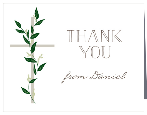 Express your gratitude to those you love with our Laurel Trellis Communion & Confirmation Thank You Cards.