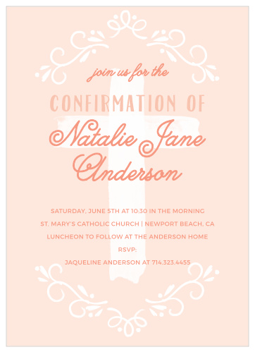 Celebrate your little one's introduction to the fold with our Painted Cross Confirmation Invitations.