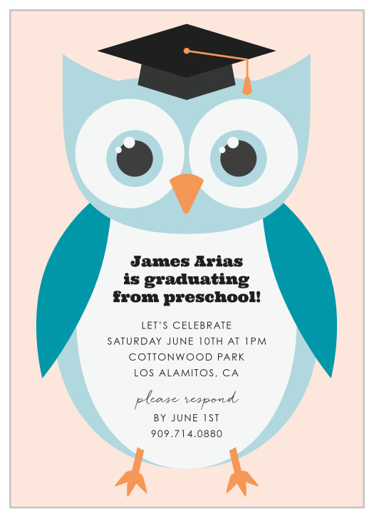 Who's about to graduate? Your little one! Celebrate and invite friends and family to celebrate with our Scholastic Owl Graduation Invitations. 