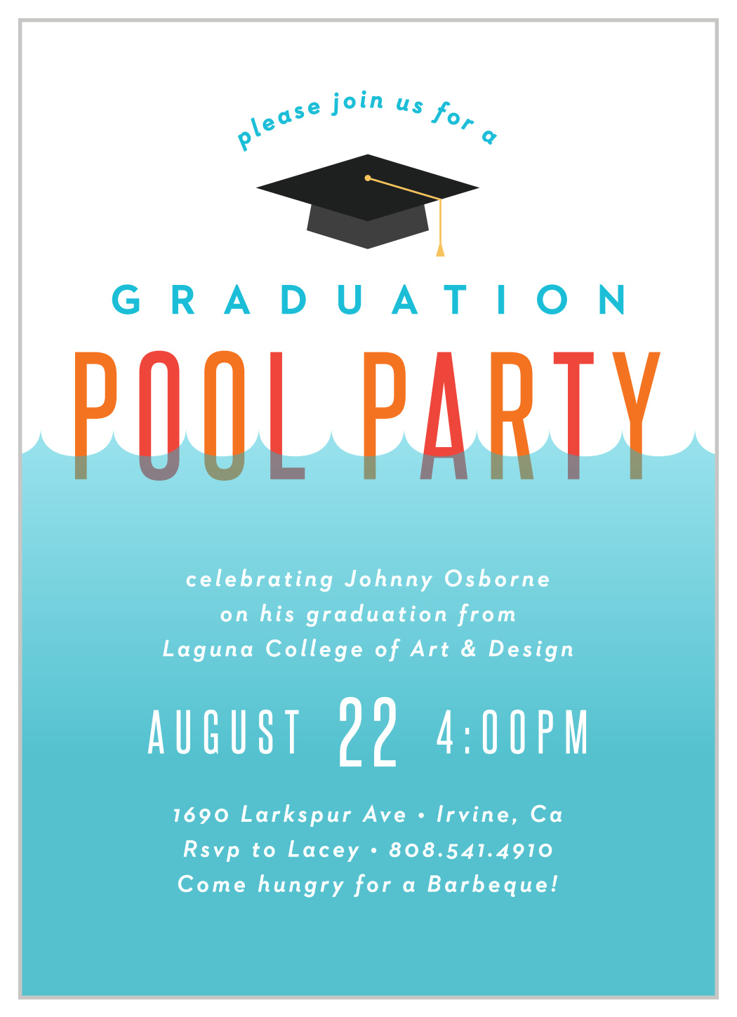 Pool Dive Graduation Invitation by Basic Invite