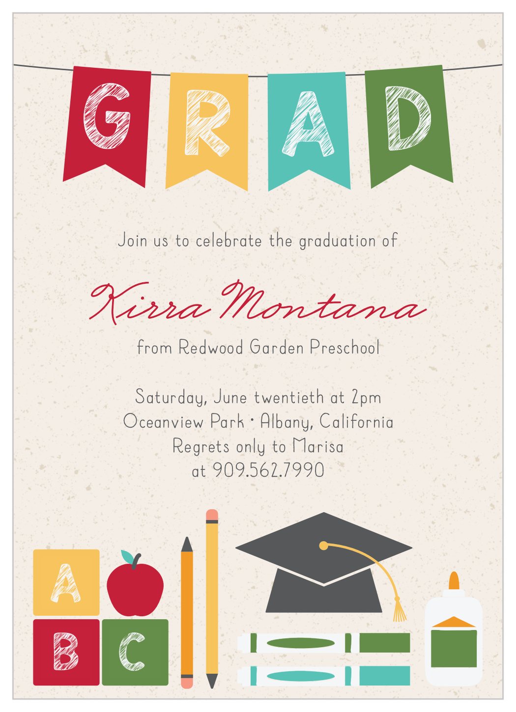 Preschool Banner Graduation Invitation by
