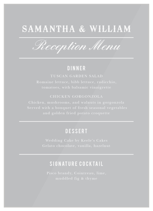 Rustic Wedding Menus Match Your Color Style Free