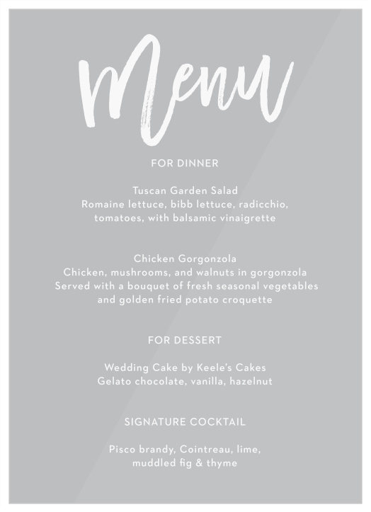 Wedding Menus Design Your Menu Instantly Online Basic Invite