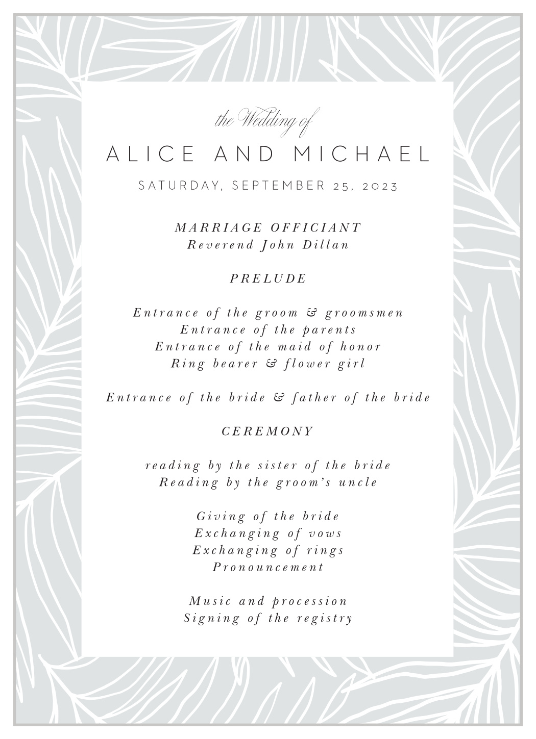 Bordered Fun Wedding Programs