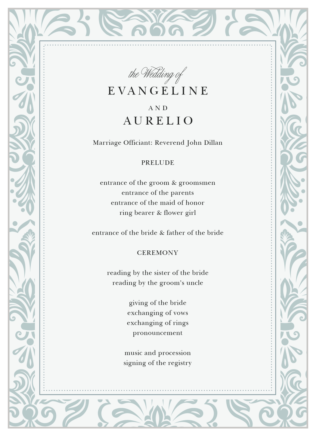 Timeless Damask Wedding Programs By Basic Invite