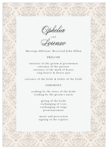 Damask Border Wedding Programs By Basic Invite