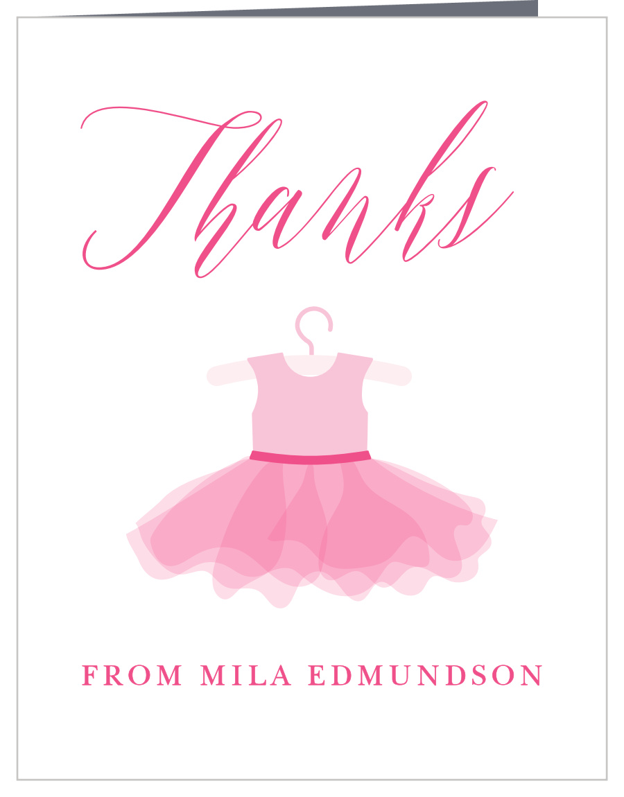 Silver & Pink Ballerina Ballet Party Thank You Cards 