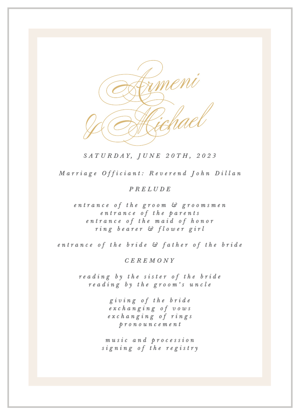 Simple Border Wedding Programs By Basic Invite