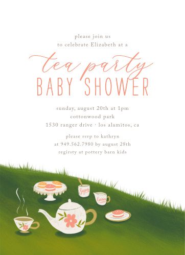 Tea Party Baby Shower Invitations Match Your Color Style Free